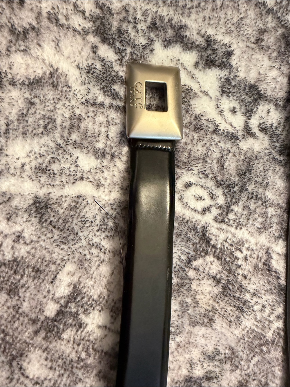 Versace Jeans Collection Black Leather Belt with Square Silver Buckle